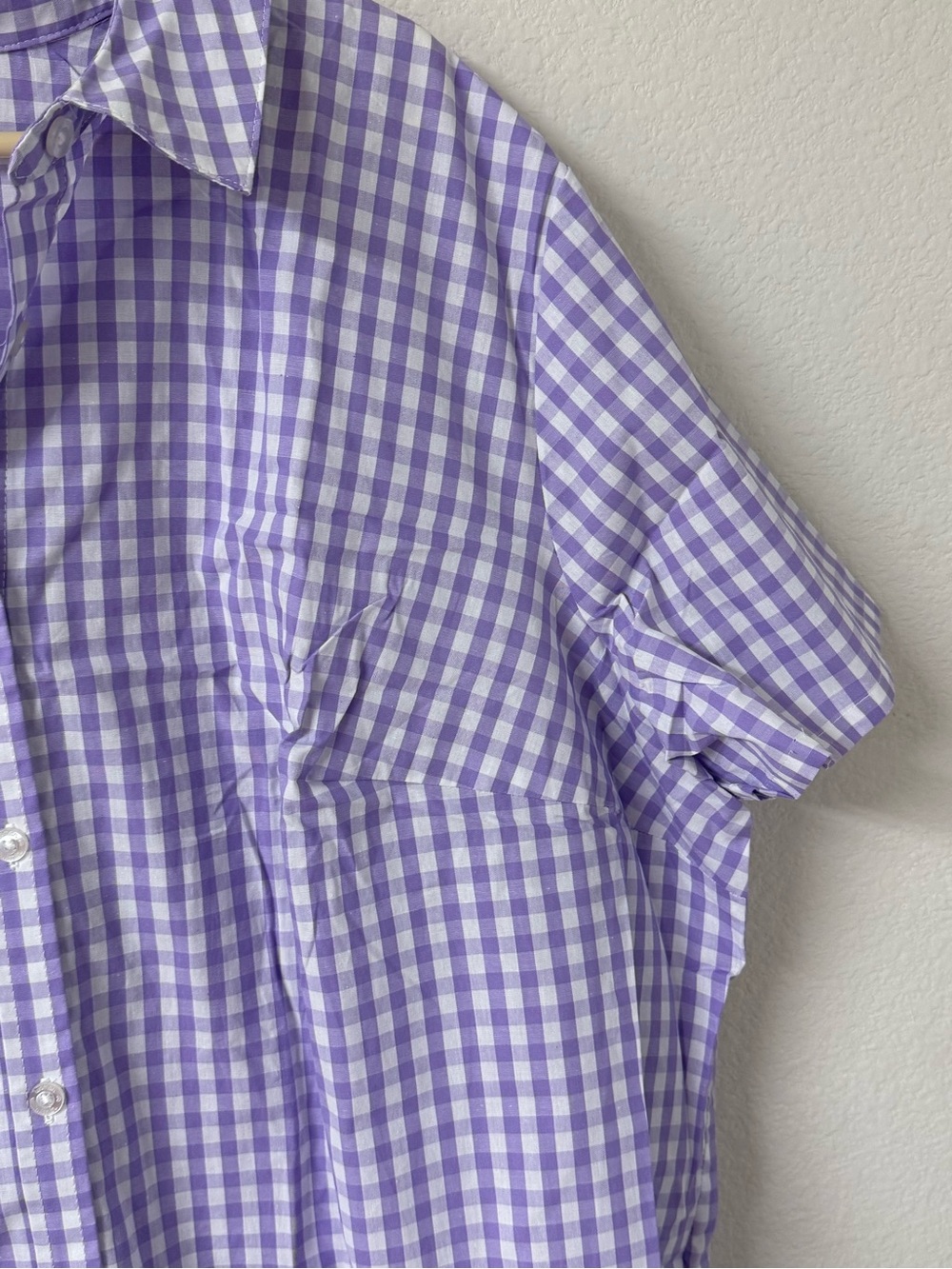 Woman Within Lavender and White Gingham Button-Front Shirt - 2X - Picture 5 of 6